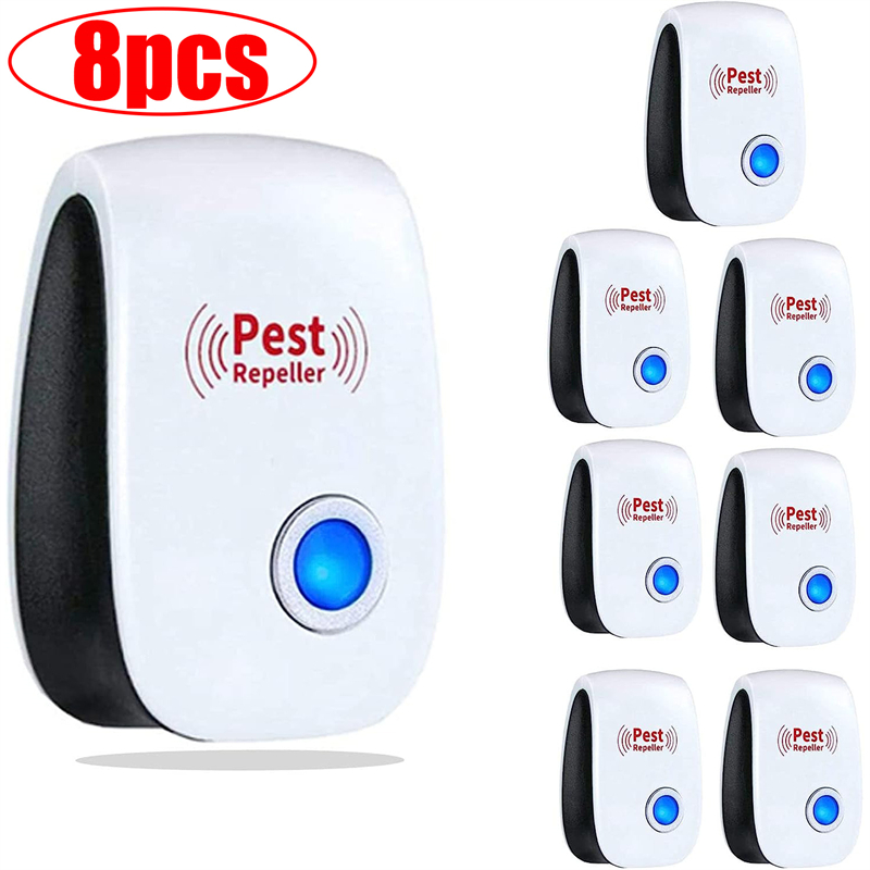 1-8 pces pragas rejeitar ultrassom mouse barata repelente dispositivo inseto ratos aranhas mosquito assassino controle de pragas doméstico
