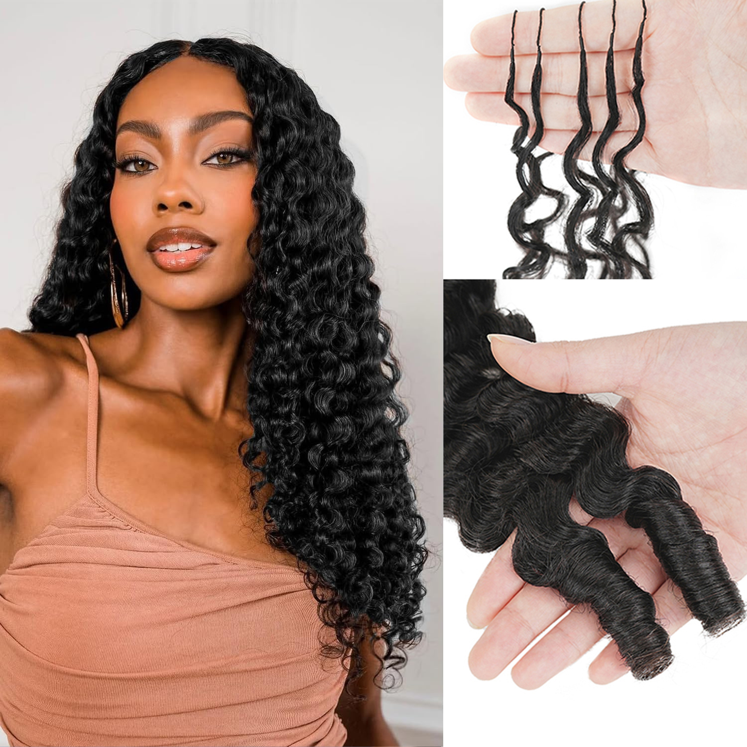Paquete de 5 Extensiones de Cabello Brasileño Rizado Birmano para Crochet, Pre-Separadas, Ligeras y Reutilizables