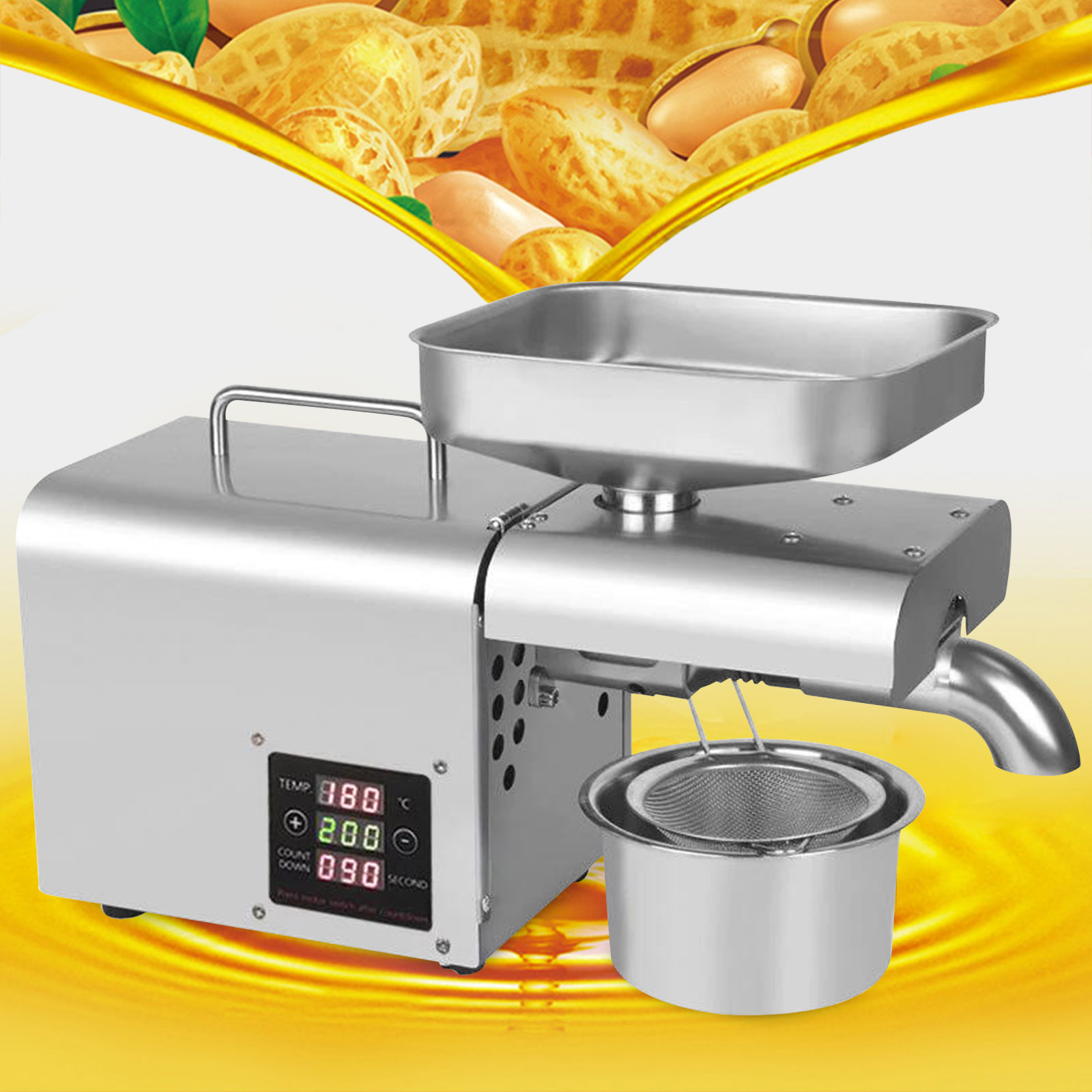 Máquina automática de prensado de aceite para el hogar, Extractor de aceite con Control Digital de temperatura, comercial, nueces y semillas