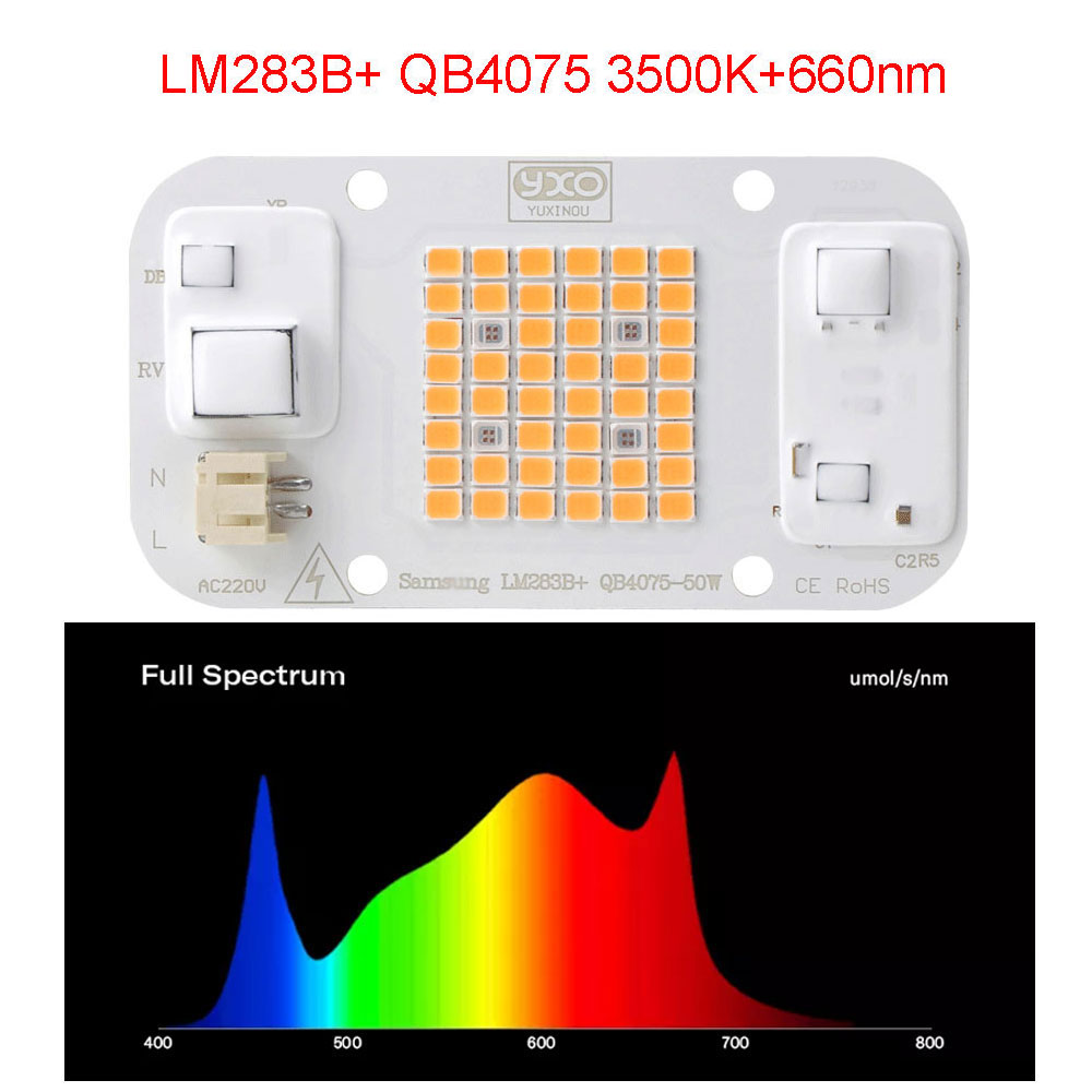 1 個水耕栽培 AC 220V 20 ワット 30 ワット 50 ワット cob LED 成長ライトチップフルスペクトル 370nm-780nm 屋内植物苗の成長と花用
