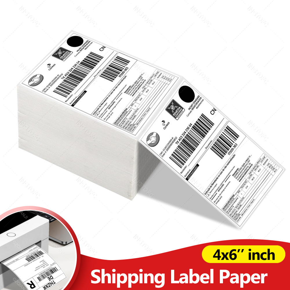 Etiquetas térmicas directas de 4x6 pulgadas, 500/100 etiquetas por apilado, adhesivo fuerte resistente al agua para etiqueta de envío de 100x150mm