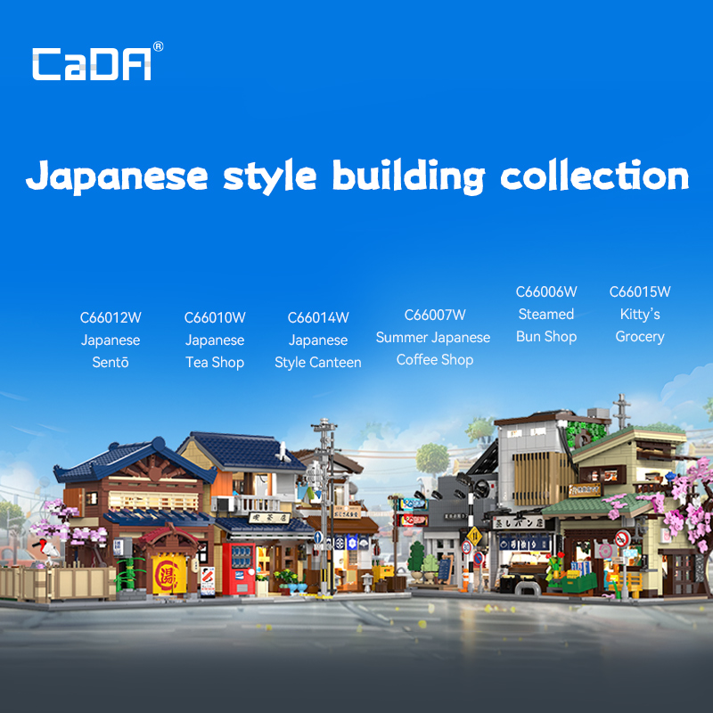 Cada japonês sushi housebricks loja led japonês cozido no vapor bun casa blocos de construção verão café cada brinquedo rua vista série conjunto