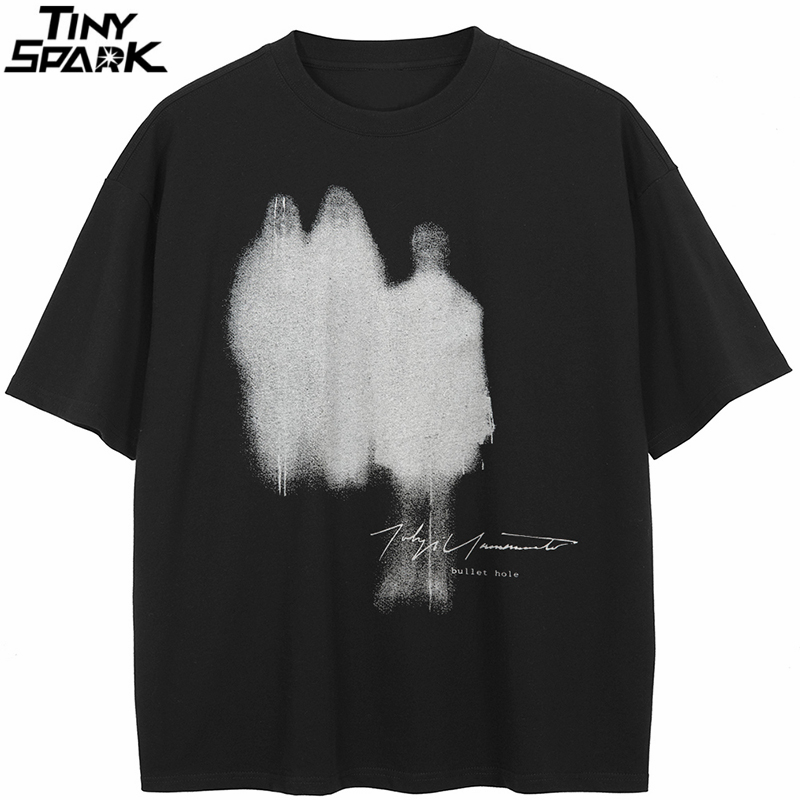 T-shirt Streetwear Shadow Graphic T Shirt Cotton Hipster Men Tshirt Unisex Tops Tees Nero Hip Hop Abbigliamento