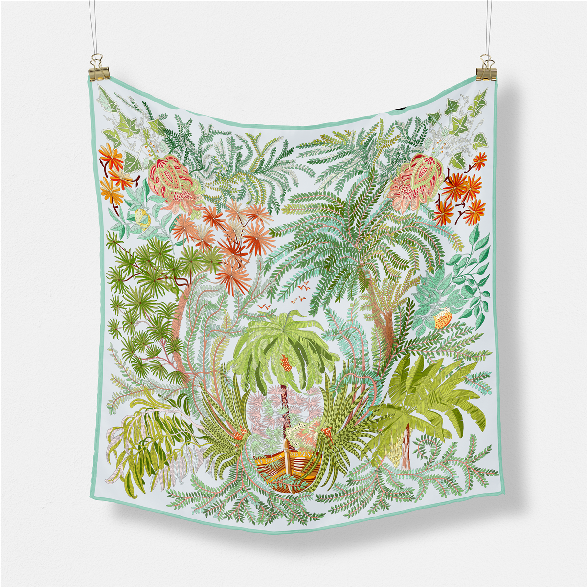 53 Cm Brand Design Bladeren Kleine Vierkante Sjaal Vrouw 2024 Nieuwe Twill Zijden Sjaal Luxe Bandana Hoofdband Hijab Foulard Halsdoek