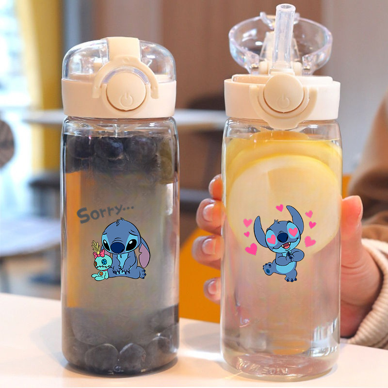 Летняя чашка Disney Stitch с соломинкой для мальчиков и девочек, устойчивая к падению, устойчивая к высоким температурам, большая емкость, новинка, портативный прыжок
