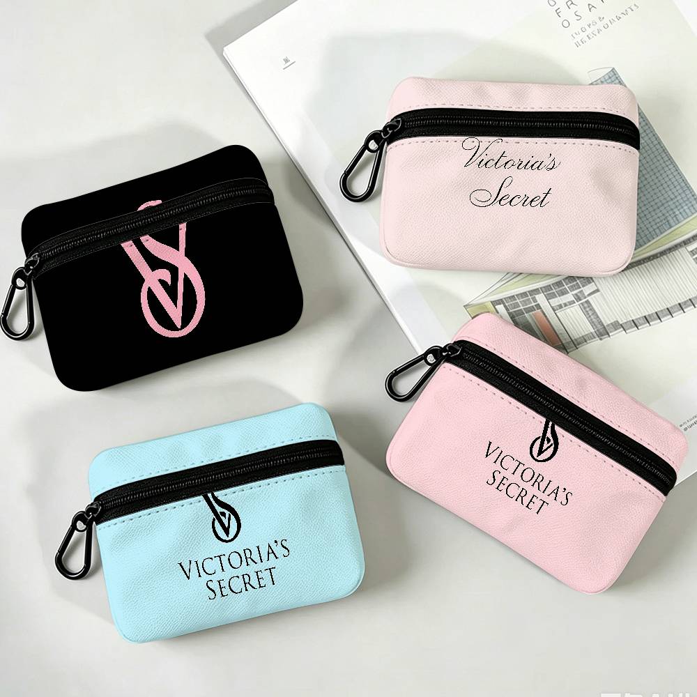 V-Victorias-Fashion-S-Secret Compact Oxford-doek portemonnee met ritssluiting, afneembare karabijnhaak, mini-munt- en sleutelportemonnee