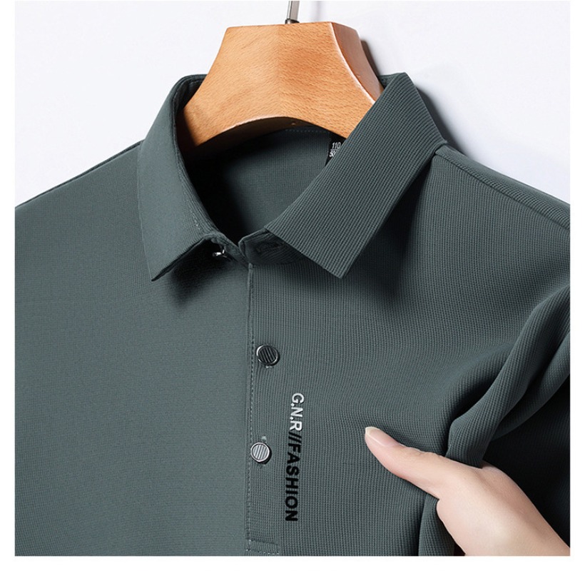 2025 Polo de manga corta de Color sólido para hombre, Top elástico cómodo y transpirable, recién llegados, estilo informal de negocios