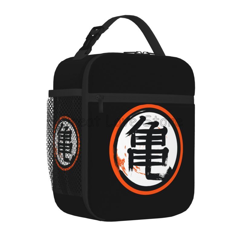 DBZ Kanji Print Insulated Lunch Bag for Women Men Boys Girls Reusable Waterproof Thermal Bento Tote Bags for Work Travel Picnic