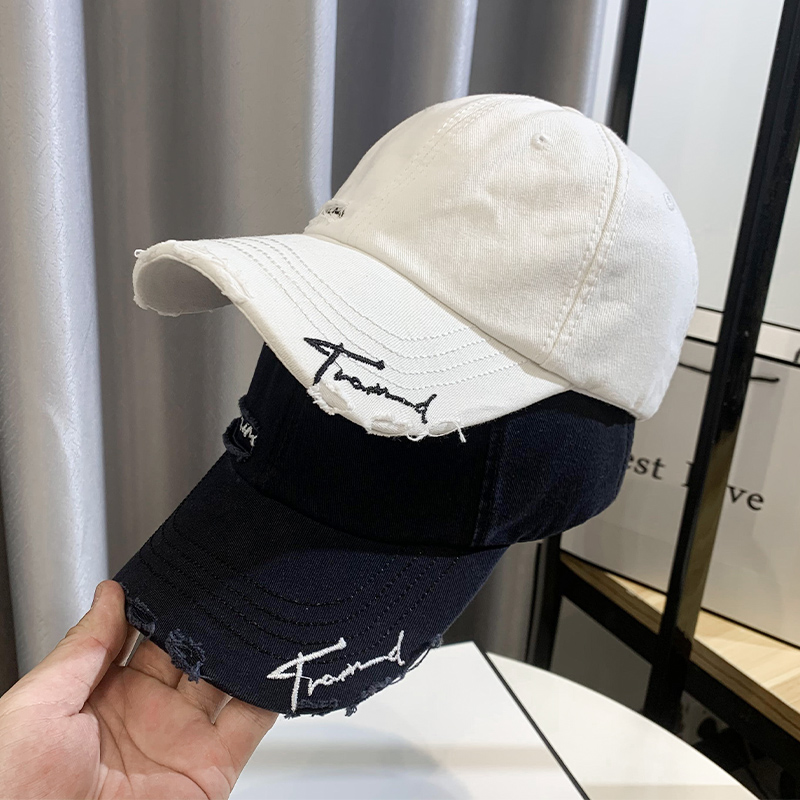 Casquette de baseball blanche avec trou pour hommes, visière de nuit de soleil, visage de spectacle pour enfants, petit, version coréenne de la marque, mode estivale et d'automne