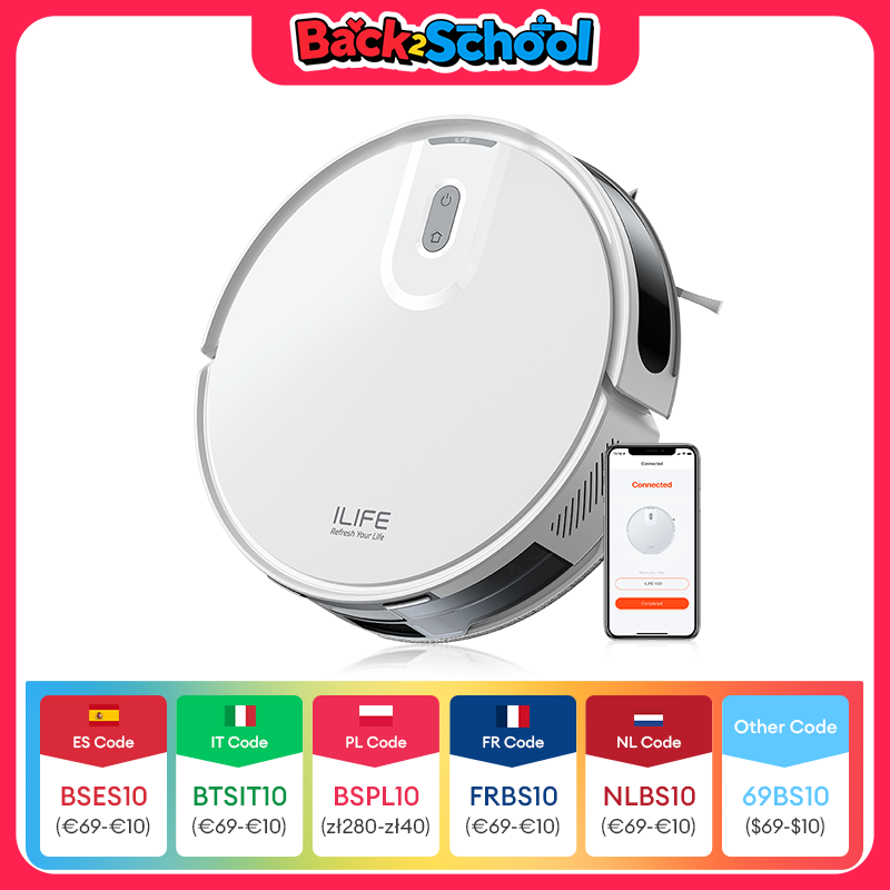 Aspirateur robot ILIFE V20, aspiration 5000 Pa, navigation intelligente SOF LiDAR, contrôle par application, nettoyage personnalisable, chargement automatique