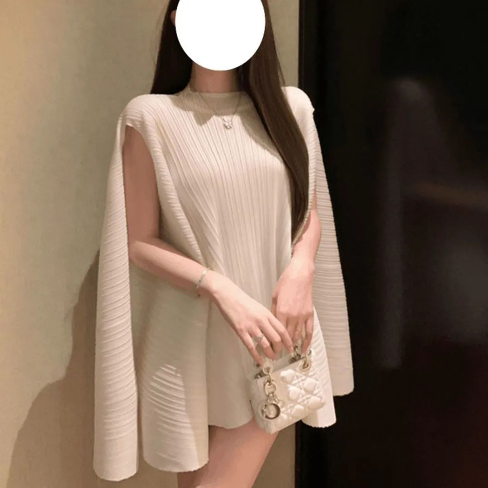 Elegante 2025 verão poncho chique moda feminina gola redonda capa sólida sem mangas solto pullovers senhoras solto casual topos