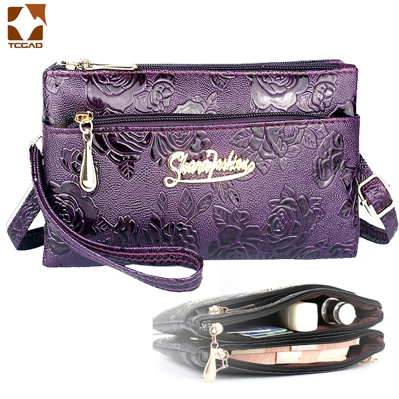 Damski Portfel Czterokomorowy Długi Portfel Kopertówka 3D Wzór Rydzy Retro Skórzana Torebka Sac Femme Portfel Damski Portmonetka na Nadgarstek Kadın Portfel na Telefon