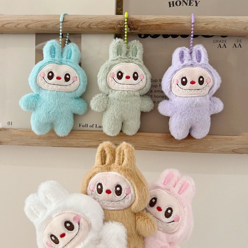 Nowa kreskówka Labubu pluszowa lalka wisiorek Kawaii brelok uczeń tornister wisiorek lalka dziewczyna chłopiec zabawki prezentowe