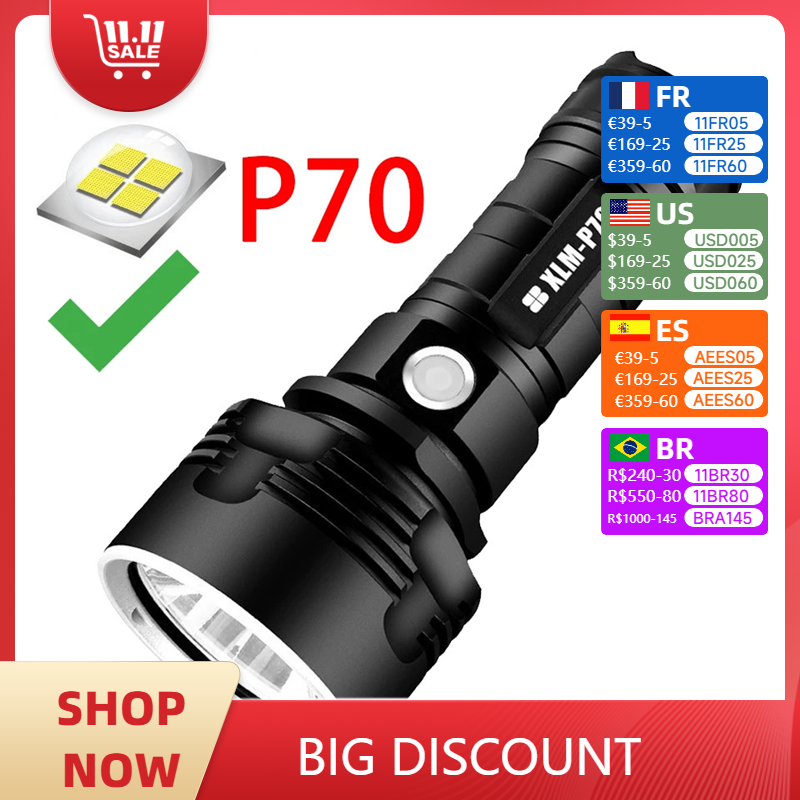 XHP70 LED-zaklamp Tactische zaklamp USB oplaadbare Linterna waterdichte lamp Ultra heldere lantaarn Camping