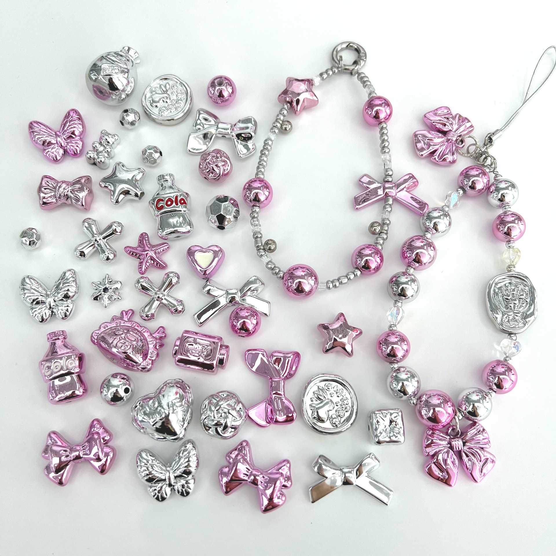 Manik Spacer kupu-kupu akrilik 20g/100g, aksesori perlengkapan pembuatan perhiasan gelang ponsel kalung DIY