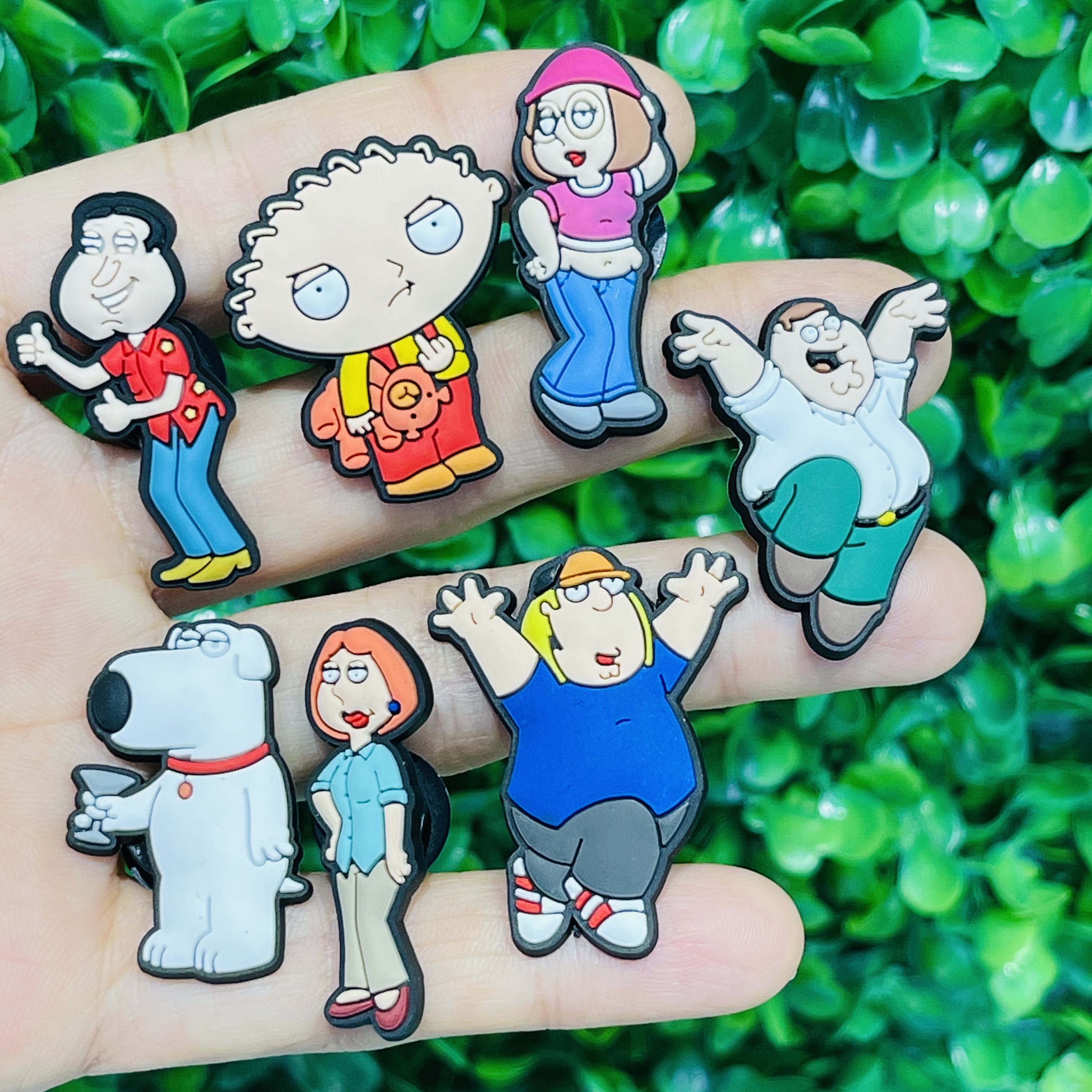 7 pçs/set dos desenhos animados spoof família sapato fivela acessórios engraçado pvc sapatos encantos tamancos pinos decoração crianças unisex legal presente