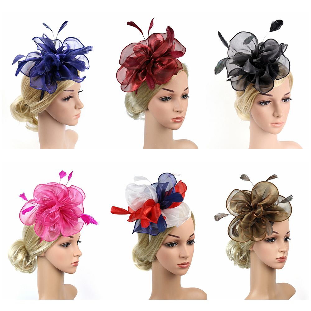 Top Hoed Royal Ascot Race Bloem Mesh Hoofdband Tovenaar Hoeden Hoofddeksels Cocktail Thee Party Veer Bloem Hoofdband