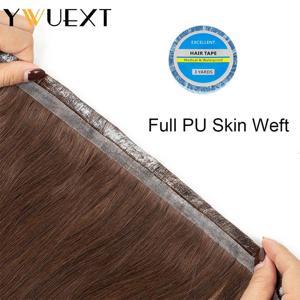 Naadloze PU-tape Inslag Extensions van echt haar Lange PU-huidinslagtape in haarextensies Geen lijm Echt haar Voor fijn haar Lange inslag