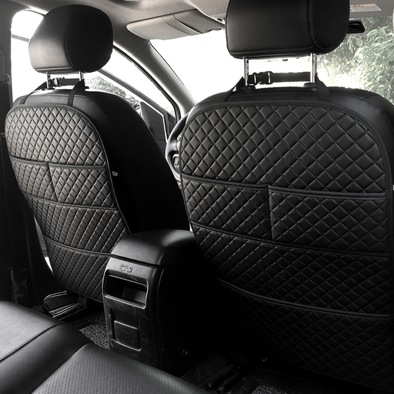 Almohadilla antipatadas para coche con bolsillo organizador, funda protectora de cuero Universal para asiento trasero, impermeable, alfombrillas para asiento trasero para niños