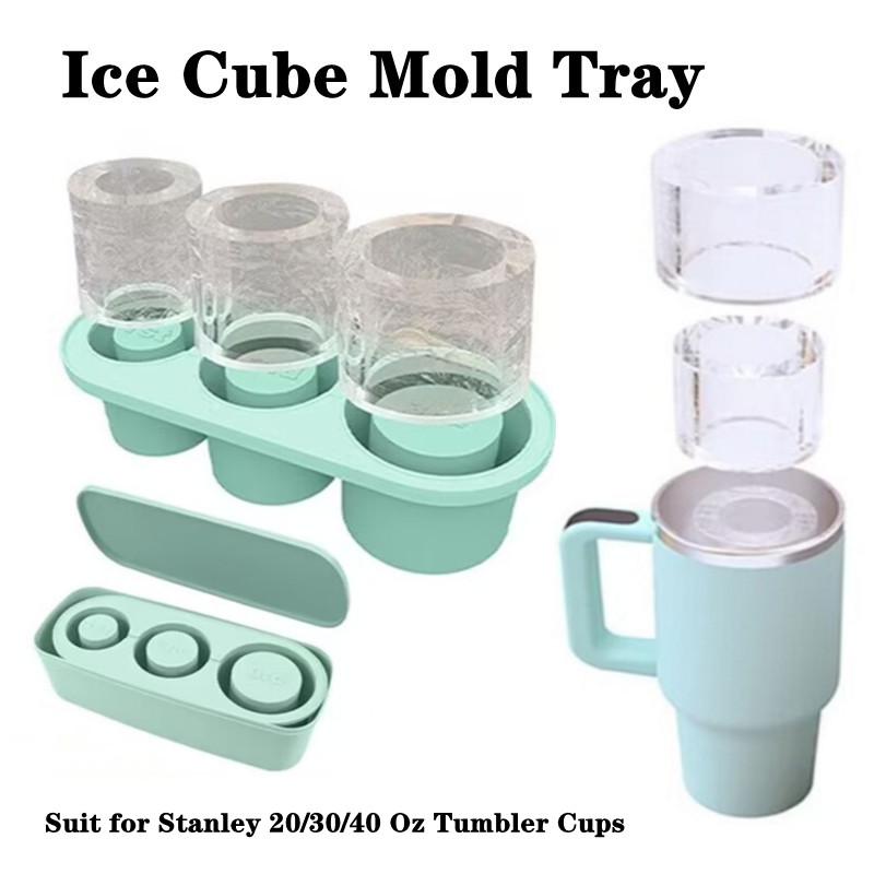 3-Grid Ice Cubeถาดสําหรับสแตนลีย์ 30/40 Oz Tumblerถ้วยReusableกระบอกซิลิโคนIce Cubeแม่พิมพ์พร้อมฝาปิดสําหรับเครื่องดื่มน้ําผลไม้กาแฟ