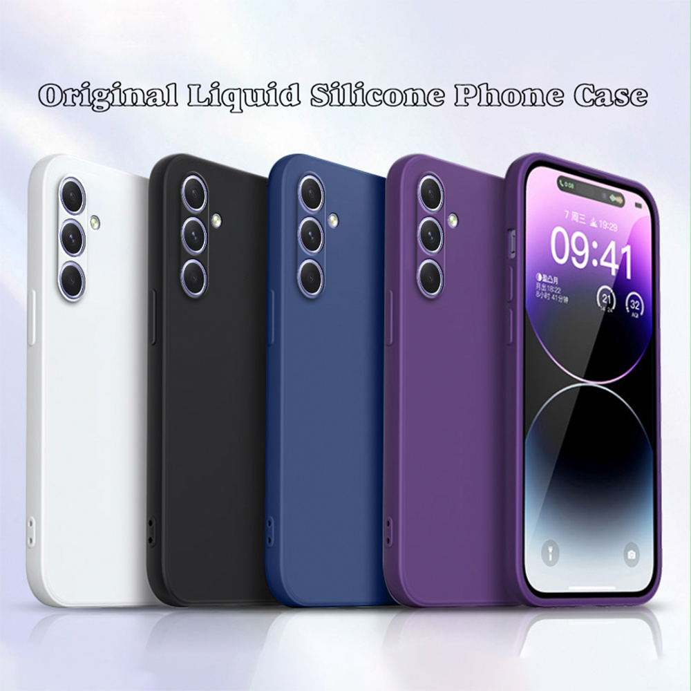 Cover posteriore originale in tinta unita per Samsung Galaxy A54 A34 A24 A14 A04 A04S A73 A53 A33 A23 A13 4G 5G Custodia per telefono in silicone liquido