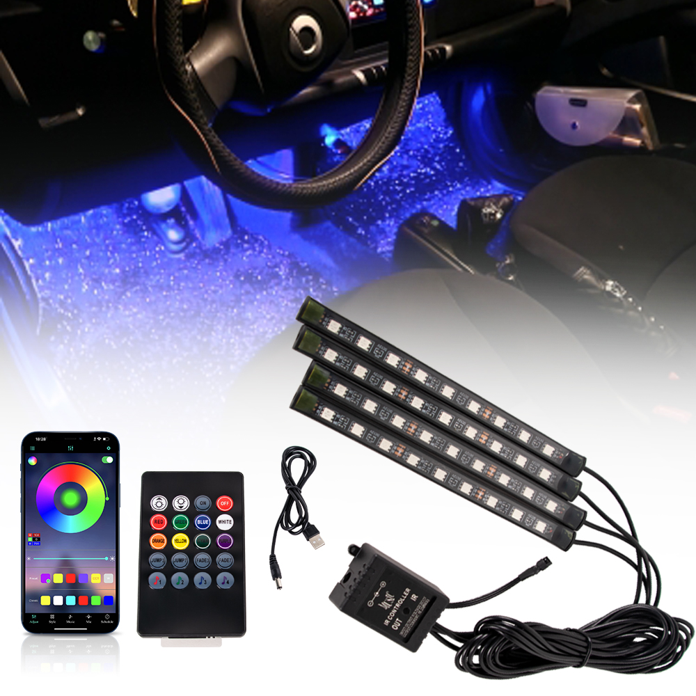 Neon 36 48 72 led interior do carro ambiente pé luz kit backlight remoto app controle de música auto rgb atmosfera lâmpada decorativa