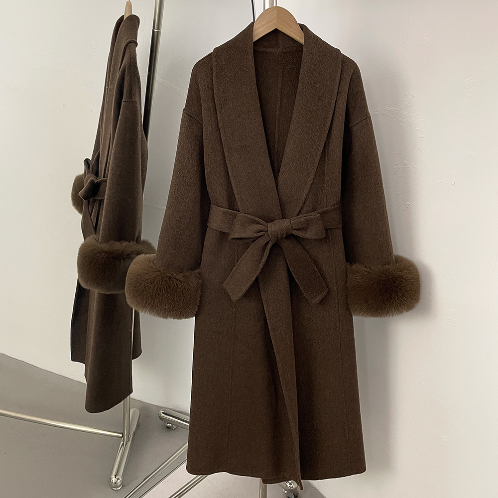 Jaqueta de Lã Realista para Mulheres, Casaco de Pele Sintética, Jaquetas de Inverno Femininas, Moda Coreana, Roupas Femininas de Alta Qualidade