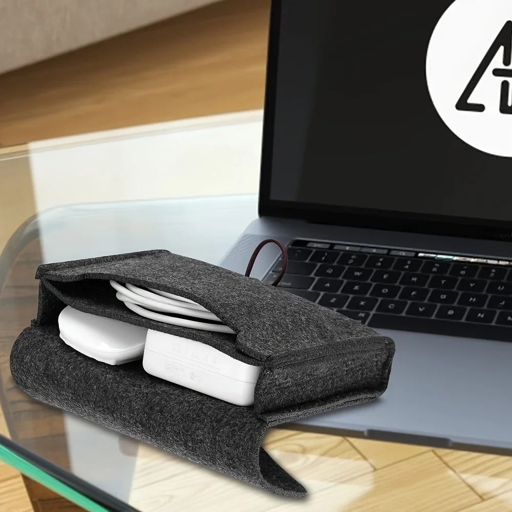 Étui de rangement de câbles en feutre Portable pour adaptateur d'alimentation et câbles USB, rangement de voyage