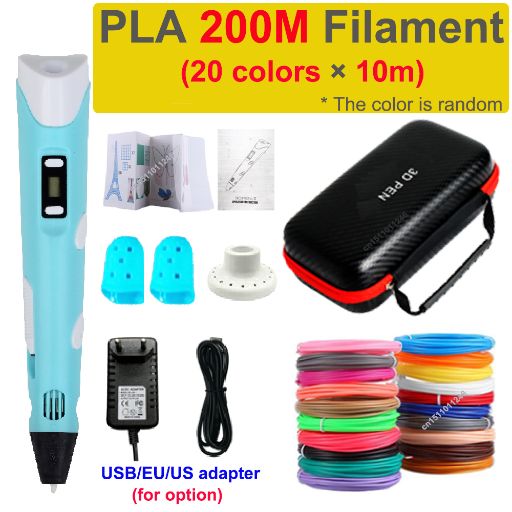 Bolígrafo 3D, bolígrafo de impresión 3d para niños, bolígrafos de dibujo DIY, filamento PLA, regalo de cumpleaños, Navidad, niños y niñas, con Estuche De Viaje