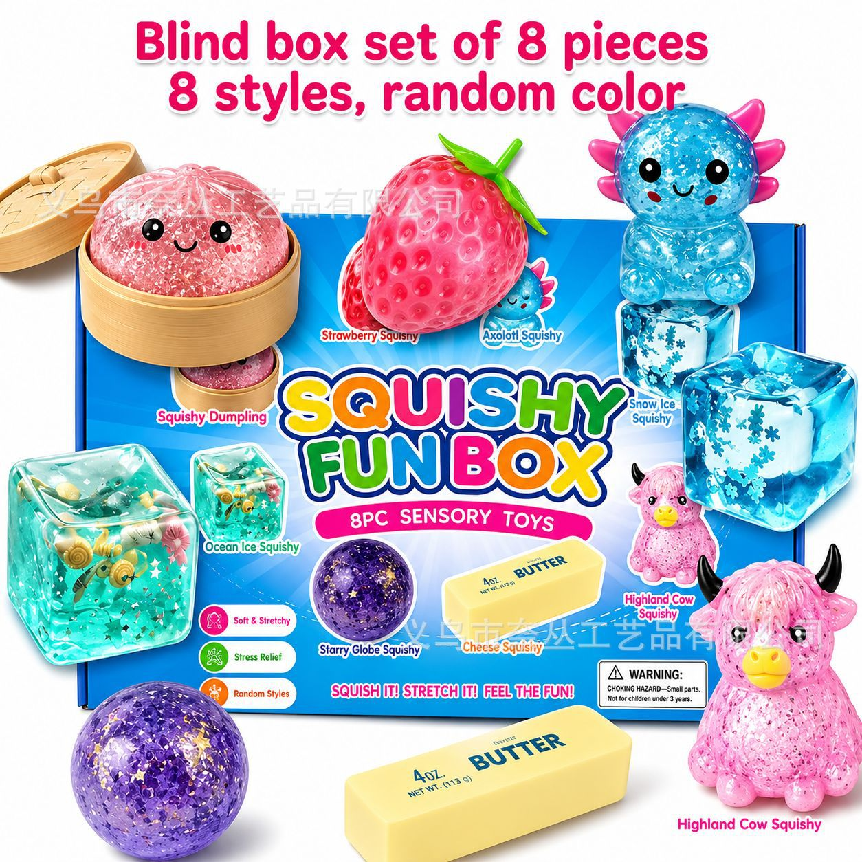 Zufällige Farbe 8 Stück/Box TPR Maltose-Gefülltes Squishy-Spielzeug, Langsam Aufsteigendes Stressabbau-Sensorik-Fidget-Dekompressions-Überraschungsbox-Geschenk