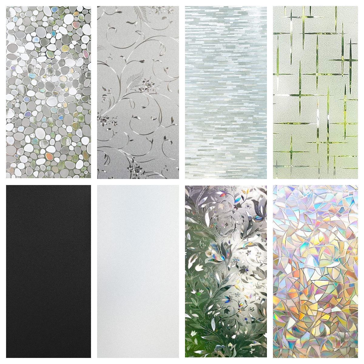 Window Privacy Film Rainbow 3D Decorative Glass Vinyl Stained Glass Decals Static Cling Window Sticker Non-Adhesive Films
