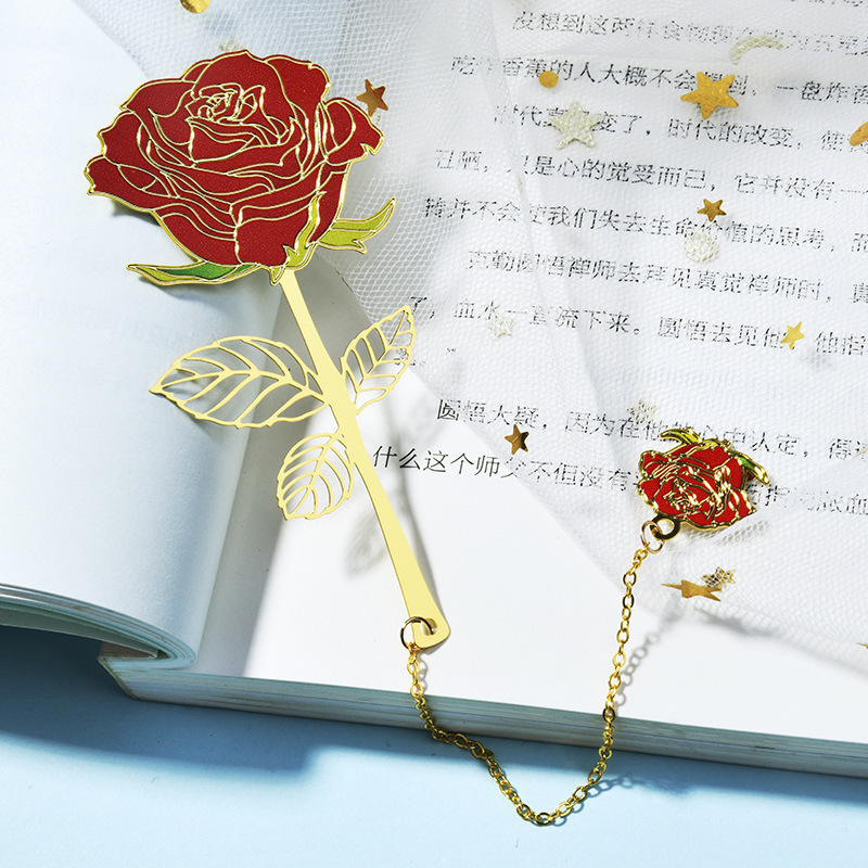 Flower Leaf Metal Bookmark Tassel Pendant Retro Stationery Reading Book Clip Student Gift School Office Supplies Pagination Mark