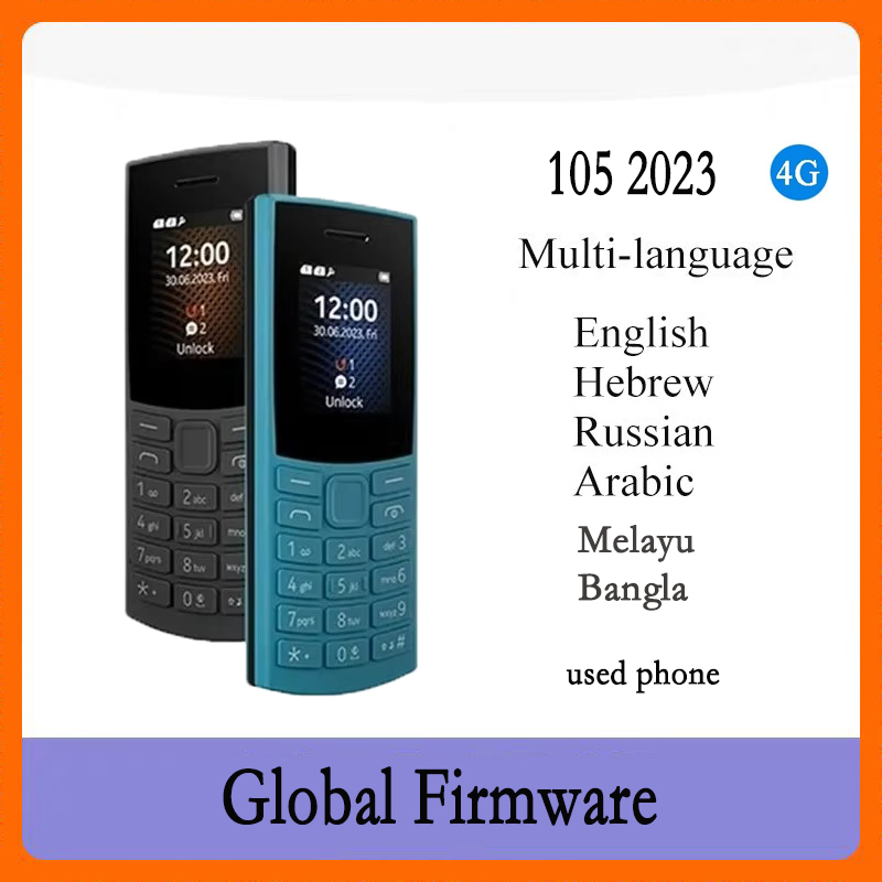 Finland Made 105 2023  Feature Phone 4G net Dual SIM 1.8" Bluetooth 5.0 Battery FM Radio Call Recording Hebrew Key use phone