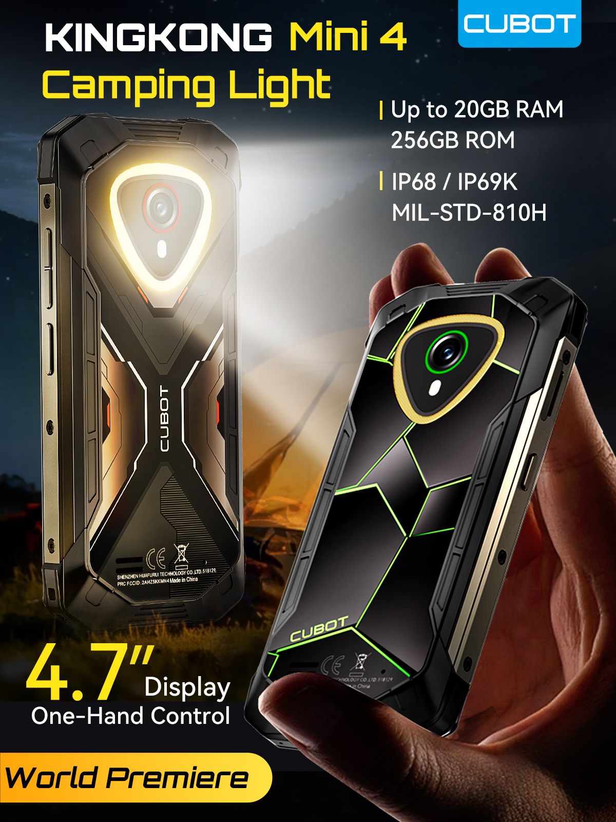 Mini Smartphone Robusto Android 15 Cubot KingKong MINI 4, pantalla mini de 4,7 pulgadas y 90 Hz, batería de 4700 mAh, hasta 20 GB de RAM (8 + 12 GB), 256 GB de ROM, Mini Teléfono, 4G celulares baratos, NFC celular, GPS