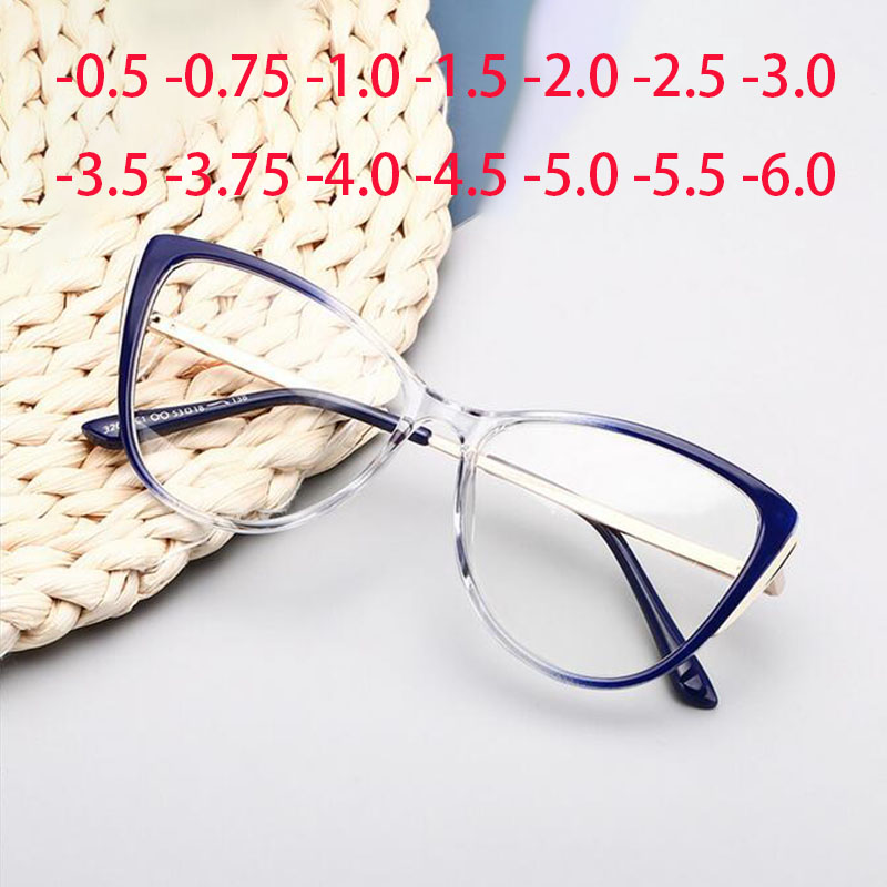 Katzenaugen fertig Myopie Brille Frauen Männer Katzenauge kurzsichtige Brille Studenten brille mit Dioptrien minus-206-191-639