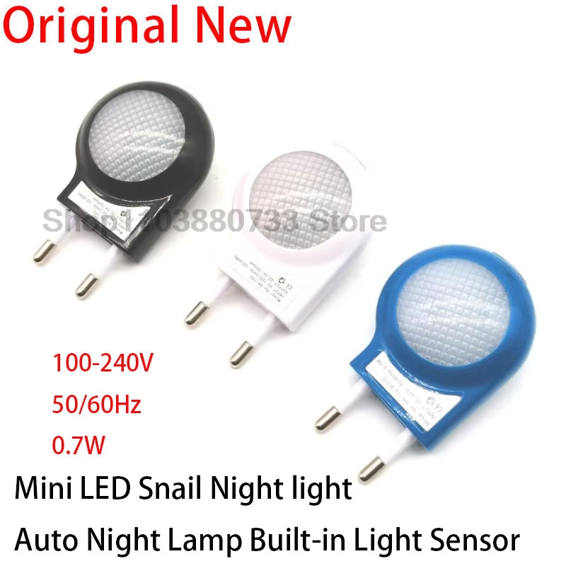 Mini lampka nocna LED Snail Automatyczna lampka nocna Wbudowany czujnik światła Lampa ścienna do sypialni dla niemowląt Wtyczka EU