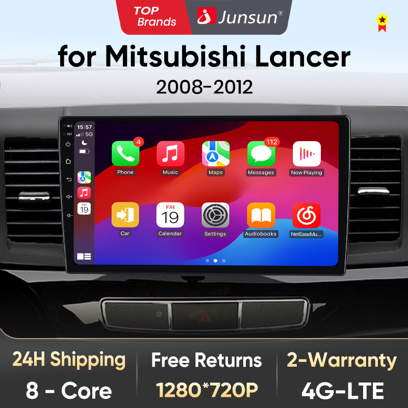 Junsun V1 AI Voice Wireless CarPlay Android Auto Radio dla Mitsubishi Lancer 10 2007-2013 4G Car Multimedia GPS 2din autoradio