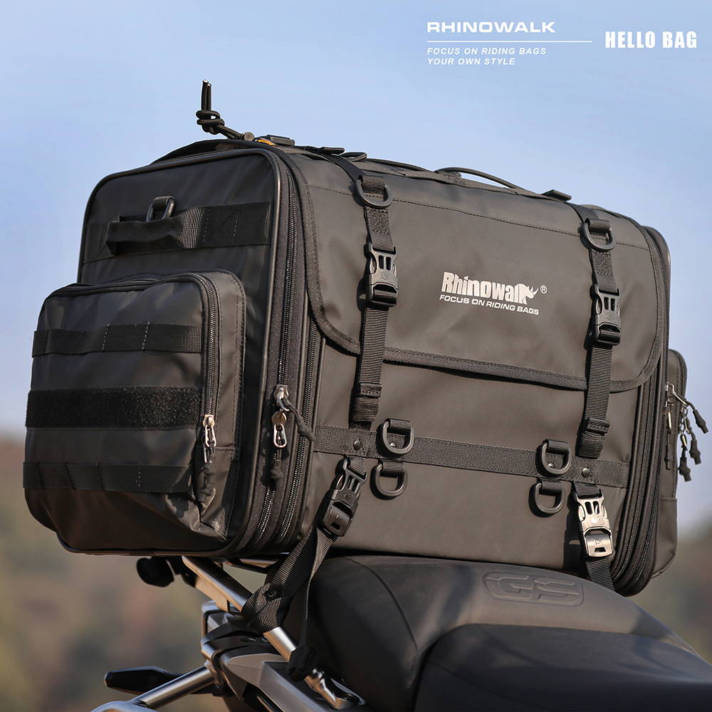 Rhinowalk กระเป๋าท้ายรถจักรยานยนต์, 19L-80L กันน้ำสามารถขยายได้ความจุขนาดใหญ่เดินทางมอเตอร์กระเป๋าเดินทางด้านหลังลำตัวกระเป๋าอเนกประสงค์
