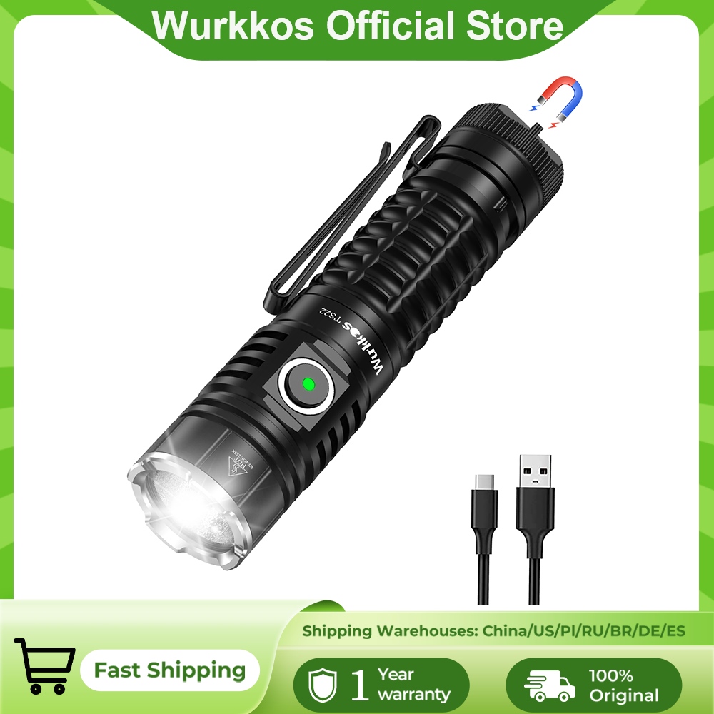 Фонарь Wurkkos TS22 перезаряжаемый, на аккумуляторе 21700, с LED XHP70D HICRI, 4500 лм, с магнитным торцевым колпачком и функцией обратной зарядки, для походов