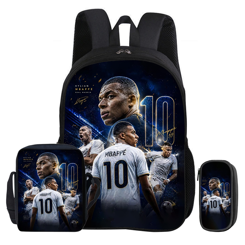 M-Mbappe – ensemble de 3 pièces, sac à dos, sac à bandoulière, sacs à crayons, sac à livres, sac à dos de star du football, Mochila pour enfant, cartable de sport, cadeau pour enfants
