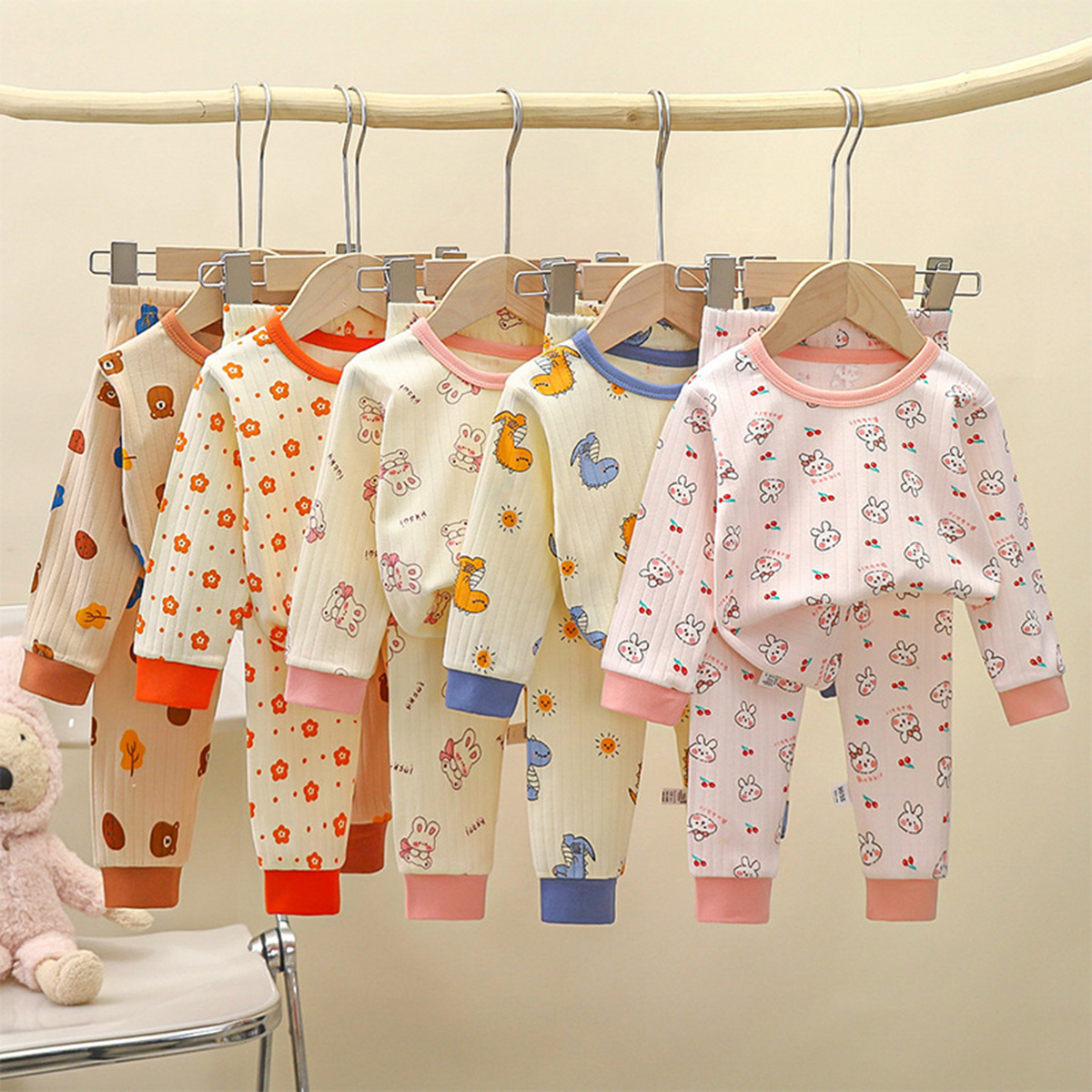 Nova primavera outono conjuntos de roupas infantis pijamas crianças pijamas conjunto bebê algodão pijamas