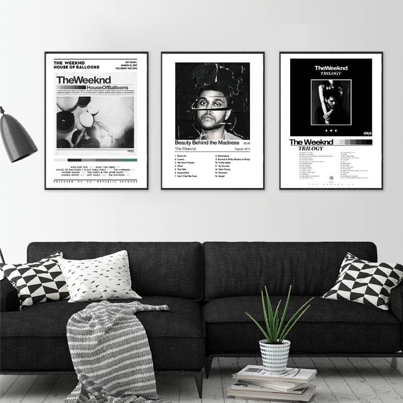 TRILOGY The Weeknd Album Poster, Music Art Prhonneur, Black and White Wall Art Picture, Canvas Painting, Home Decor, Fans Gift