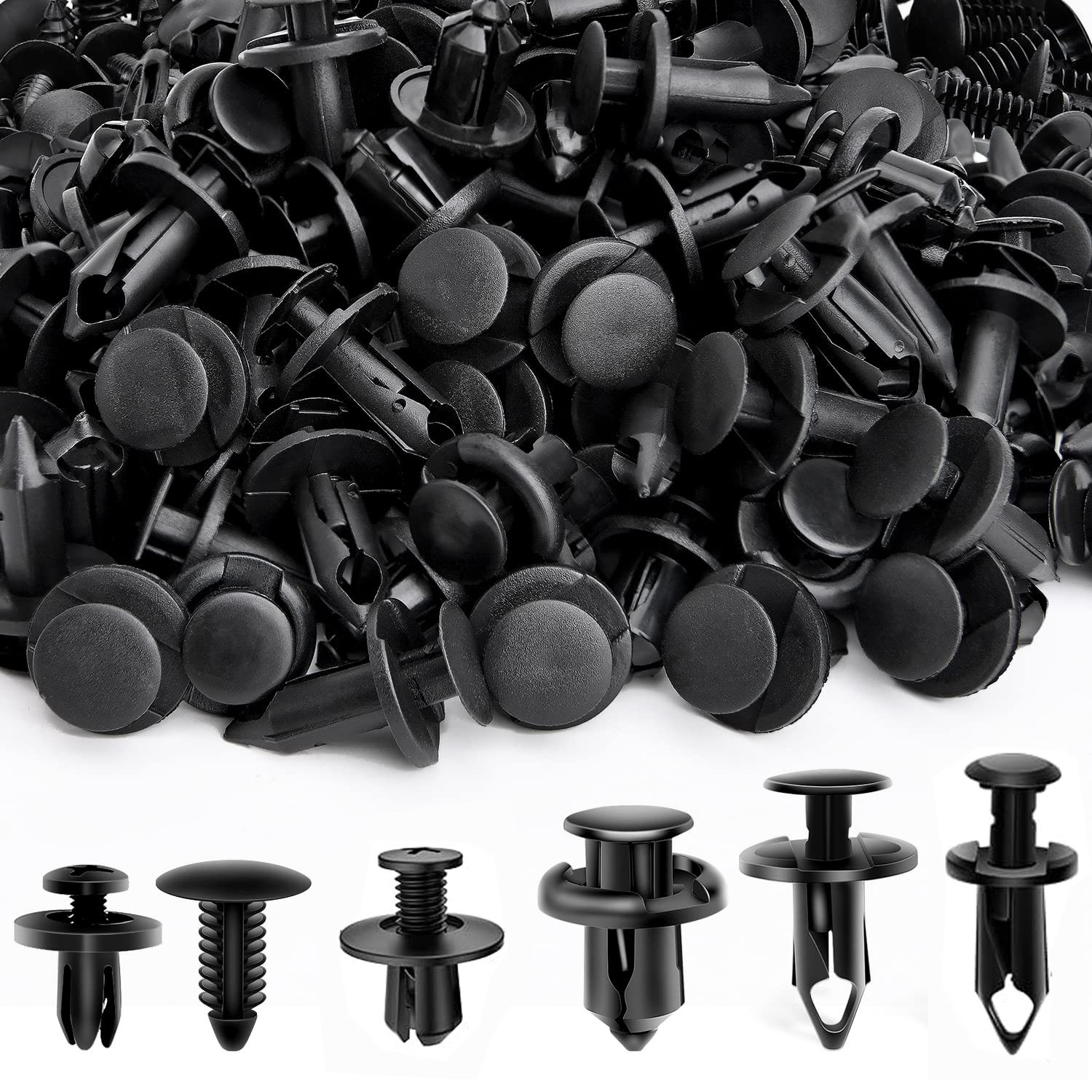 Bolsa de 190 Uds. Juego de hebilla Universal para coche, 6 modelos de tamaño, remache de sujeción, hebilla, accesorio para coche, Material Abs, tornillo fijo