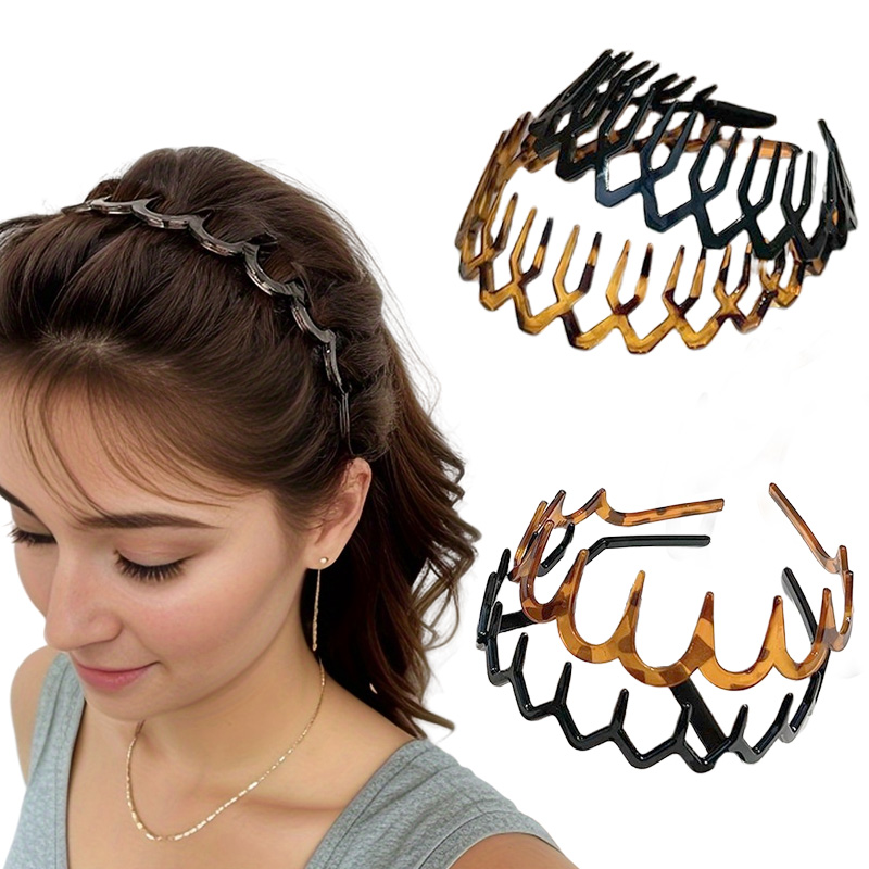 Diadema de PC a la moda para mujeres y niñas, accesorios para el cabello rotos, anticaída, ámbar, marrón, negro, aro de dientes largos, diademas coreanas