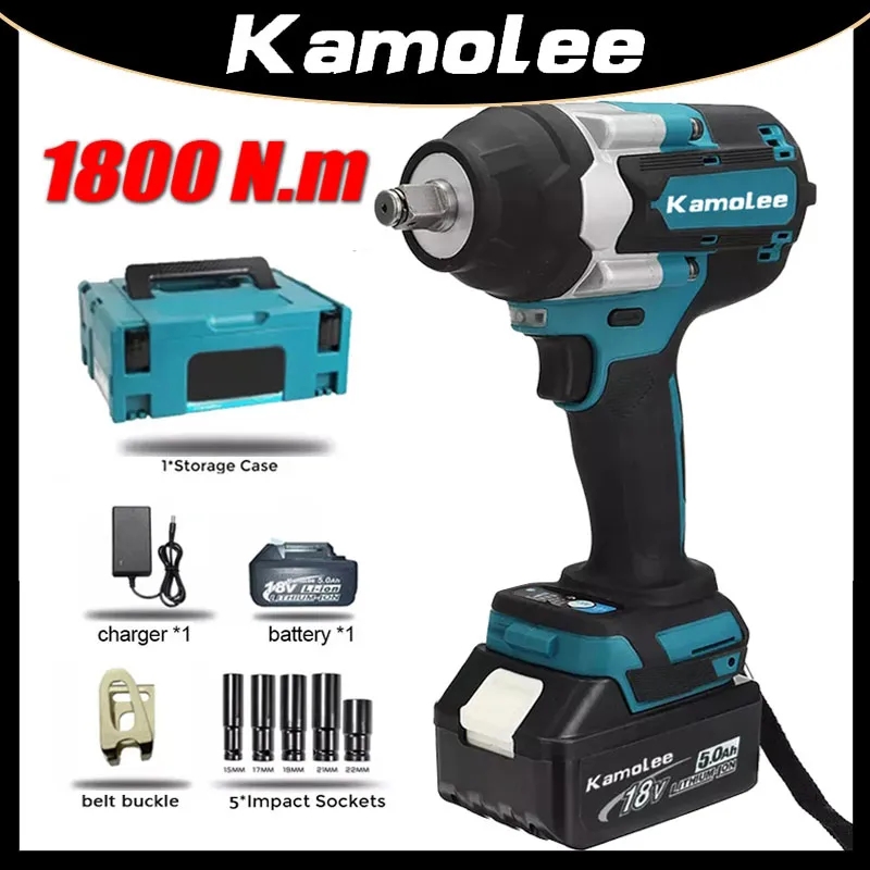 【1800Nm】Chiave a percussione elettrica Kamolee DTW700 1800 Nm Coppia elevata Manutenzione automobilistica da 1/2 pollice