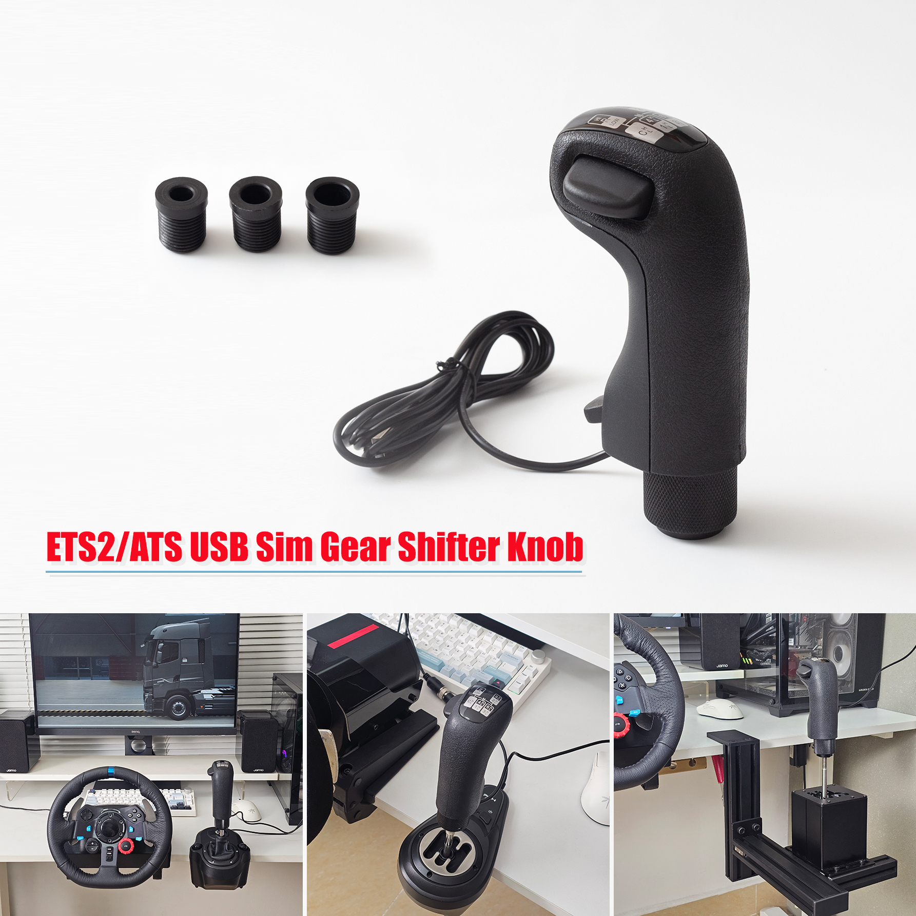 Pommeau de levier de vitesse USB haut et bas pour simulateur de camion américain et européen, jeux PC, Logitech G923, G29, G27, G25, TH8A, 8s, 2ATS, ETScania
