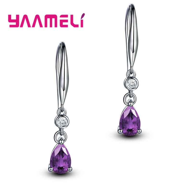 Pendientes largos de Plata de Ley 925 para mujer, bisutería de circonita CZ, joyería fina 925, pendiente Oorbellen