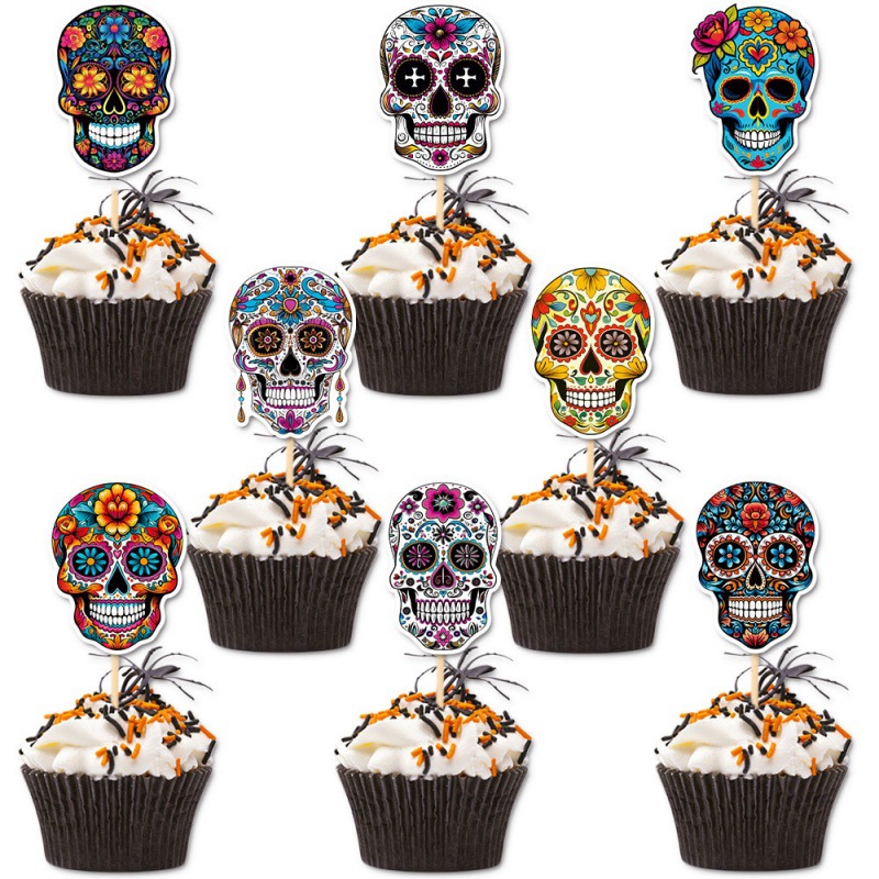 2024 New Day Of The Dead Party Decoration Cake Inserts Mexican Themed Day Of The Dead Decoration Dessert Inserts