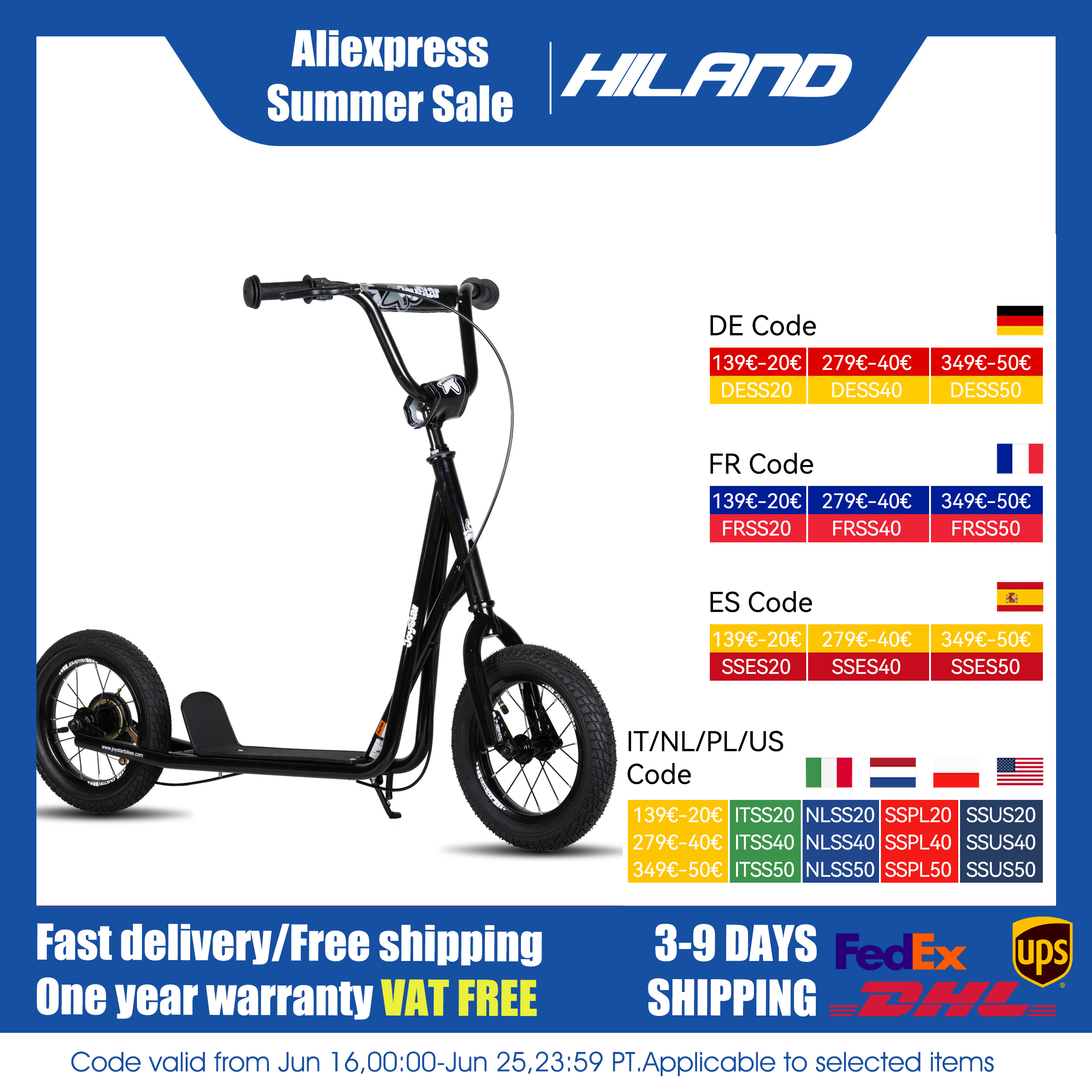 JOYSTAR Kick Scooter for Ages 5-9 Years Old Kids with 12 Inch Front and Rear Wheel, Rear V-Brake and Adjustable Handlebar