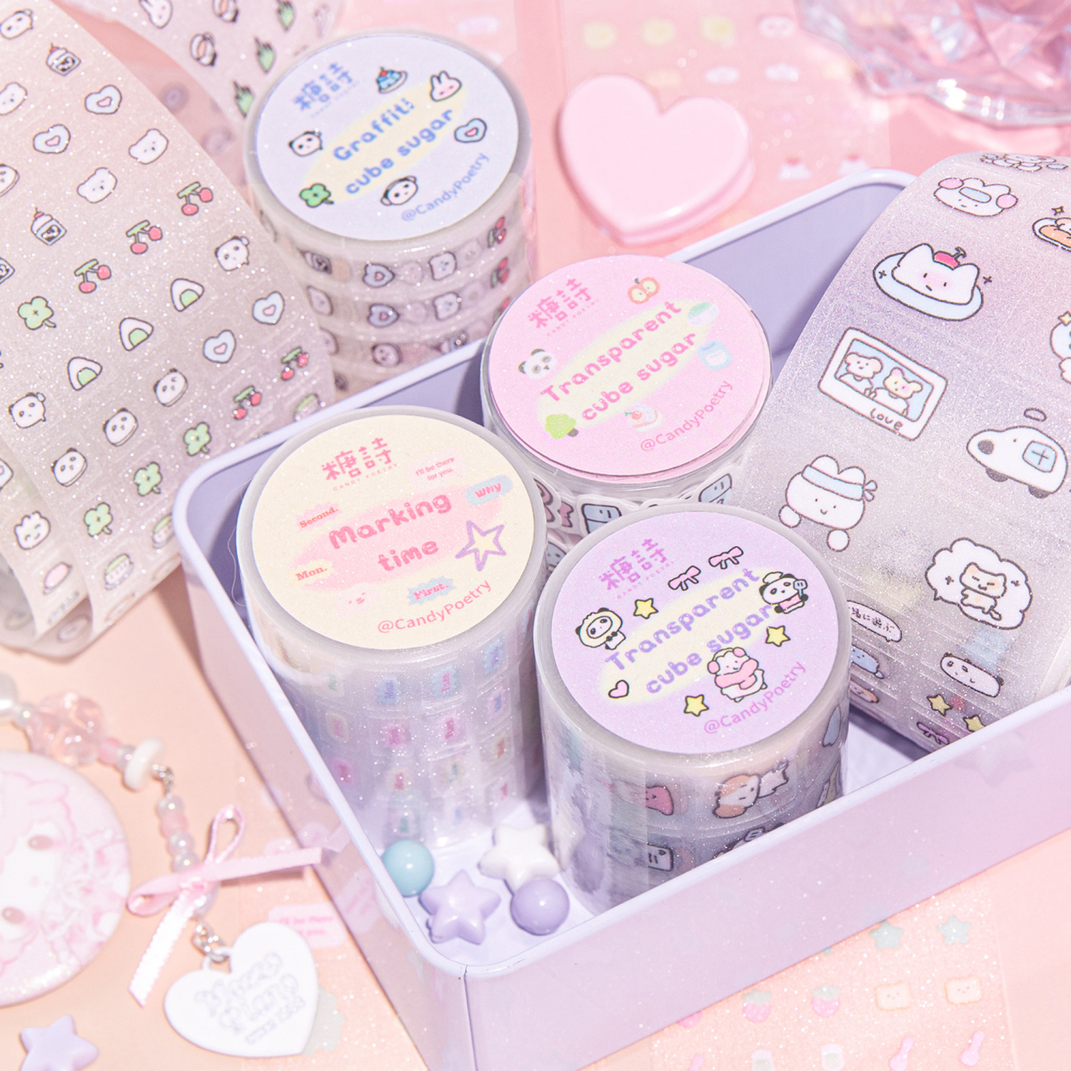 นายกระดาษ 4 สไตล์ 1 ม้วน/แพ็คน่ารัก serial series แฟลชฟิล์มเทป PET สําหรับ DIY คู่มือเคสโทรศัพท์ถ้วยแก้วตกแต่ง
